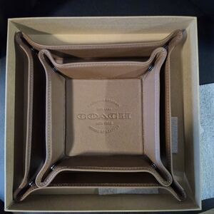 Coach Brown Leather Tray Set